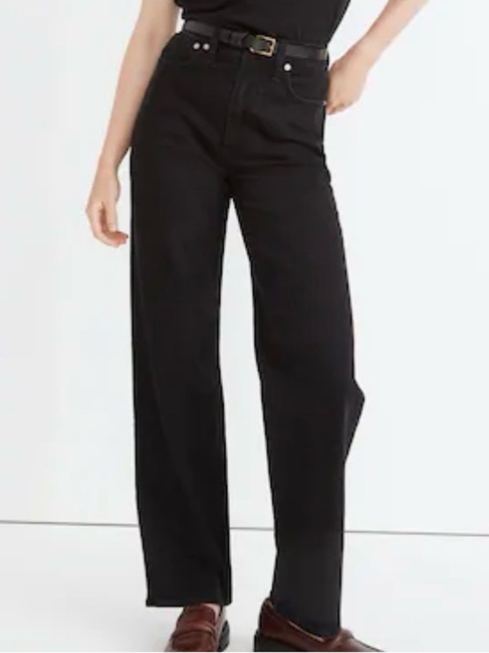 Madewell Perfect Vintage Black  High-Rise Wide-Leg Jeans size 31 waist